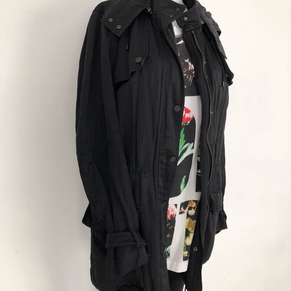 VINCE long military style jacket. Black. Size S - Picture 3 of 7